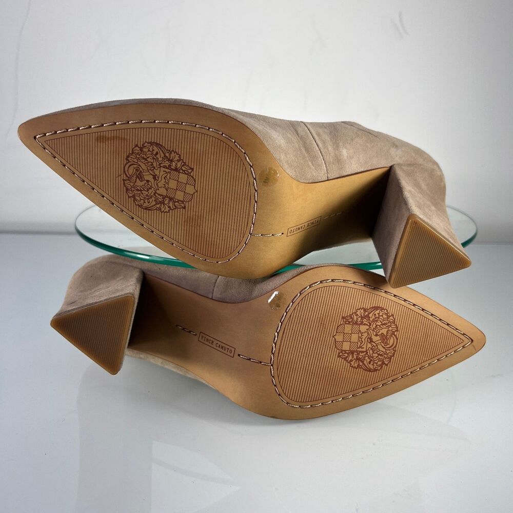 Vince Camuto Candera Pumps Beige Suede Leather Pointed Toe Heels - Picture 6 of 8